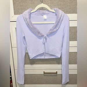 Forever 21 lavender Fur Lined tie crop